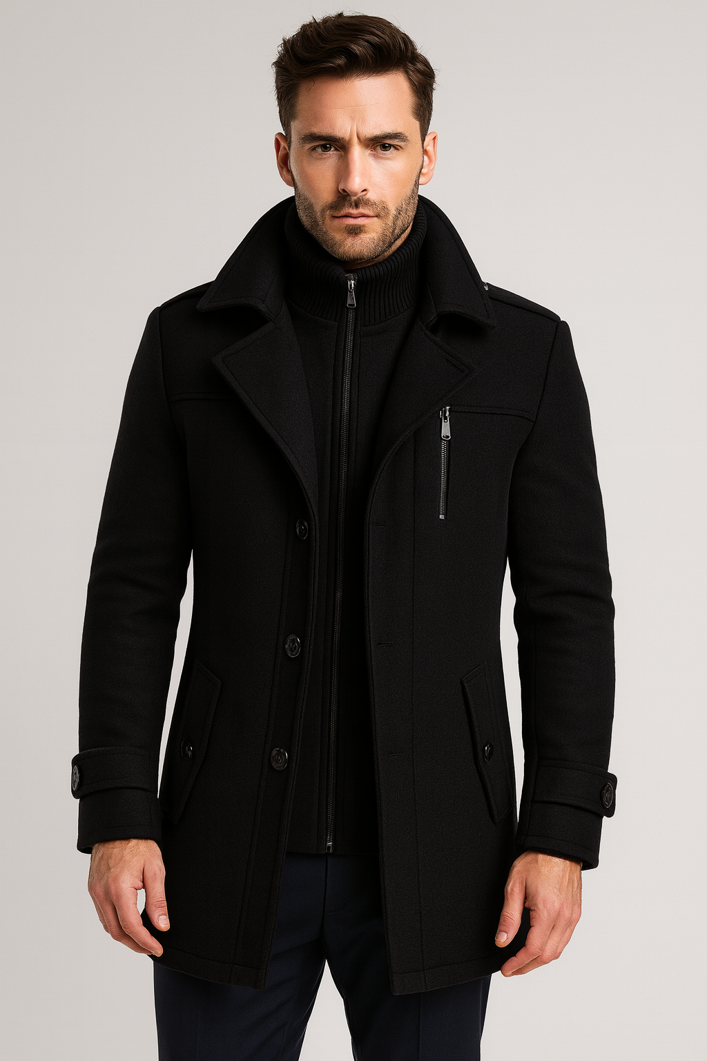 Men’s Structured Long Overcoat