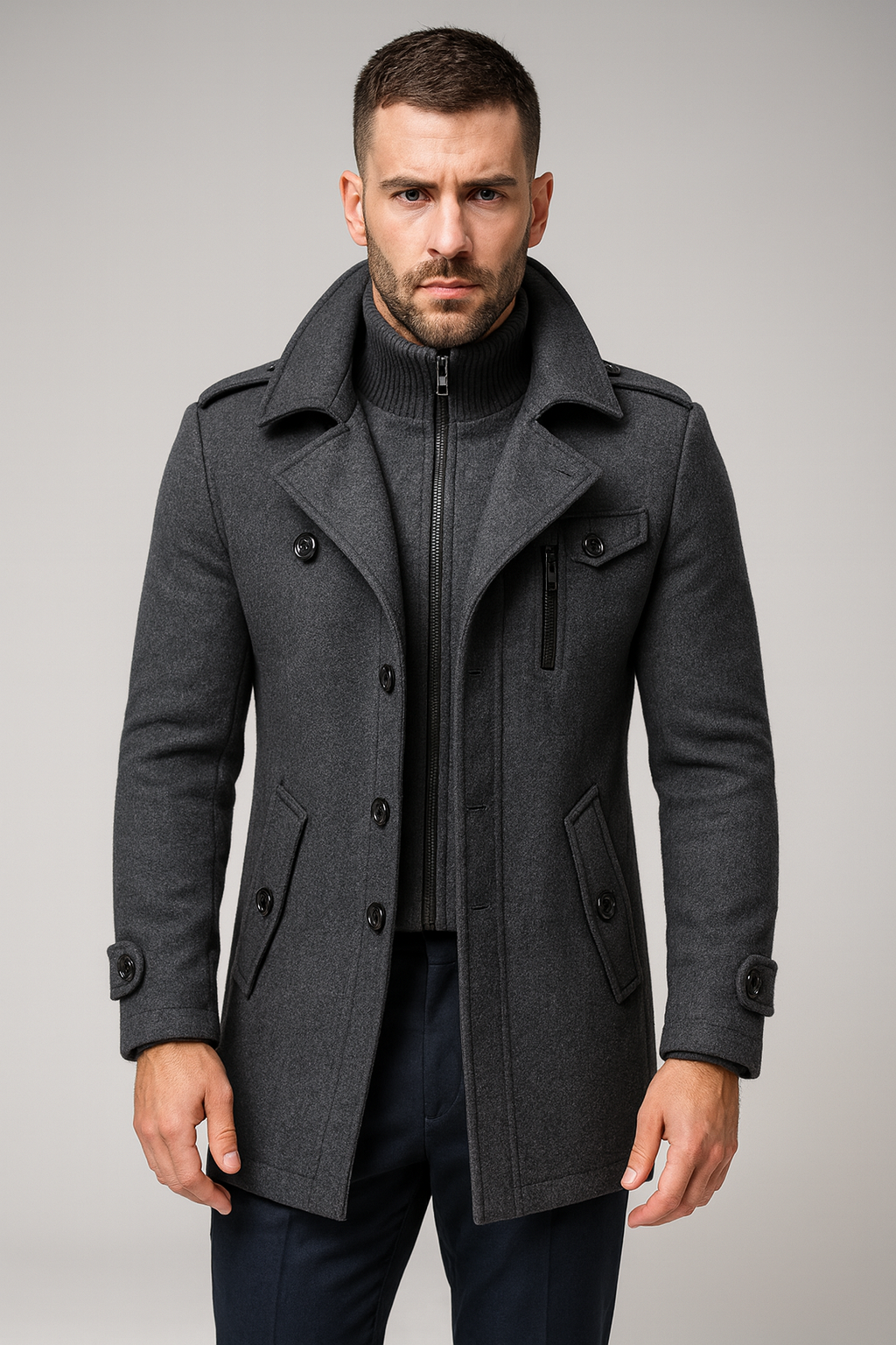 Men’s Structured Long Overcoat