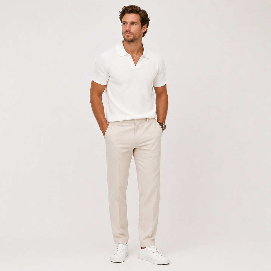 Men’s Ribbed Short-Sleeve Polo