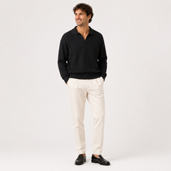 Men’s Textured Long-Sleeve Knit Polo