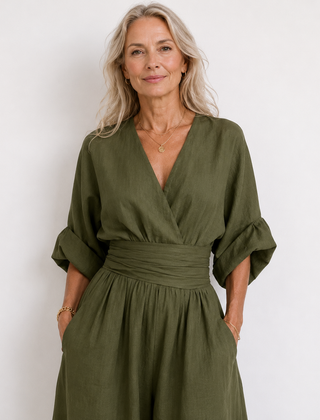 Women’s Wide-Leg V-Neck Jumpsuit