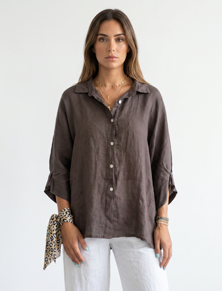 Women’s Relaxed Cotton-Linen Button-Up Shirt