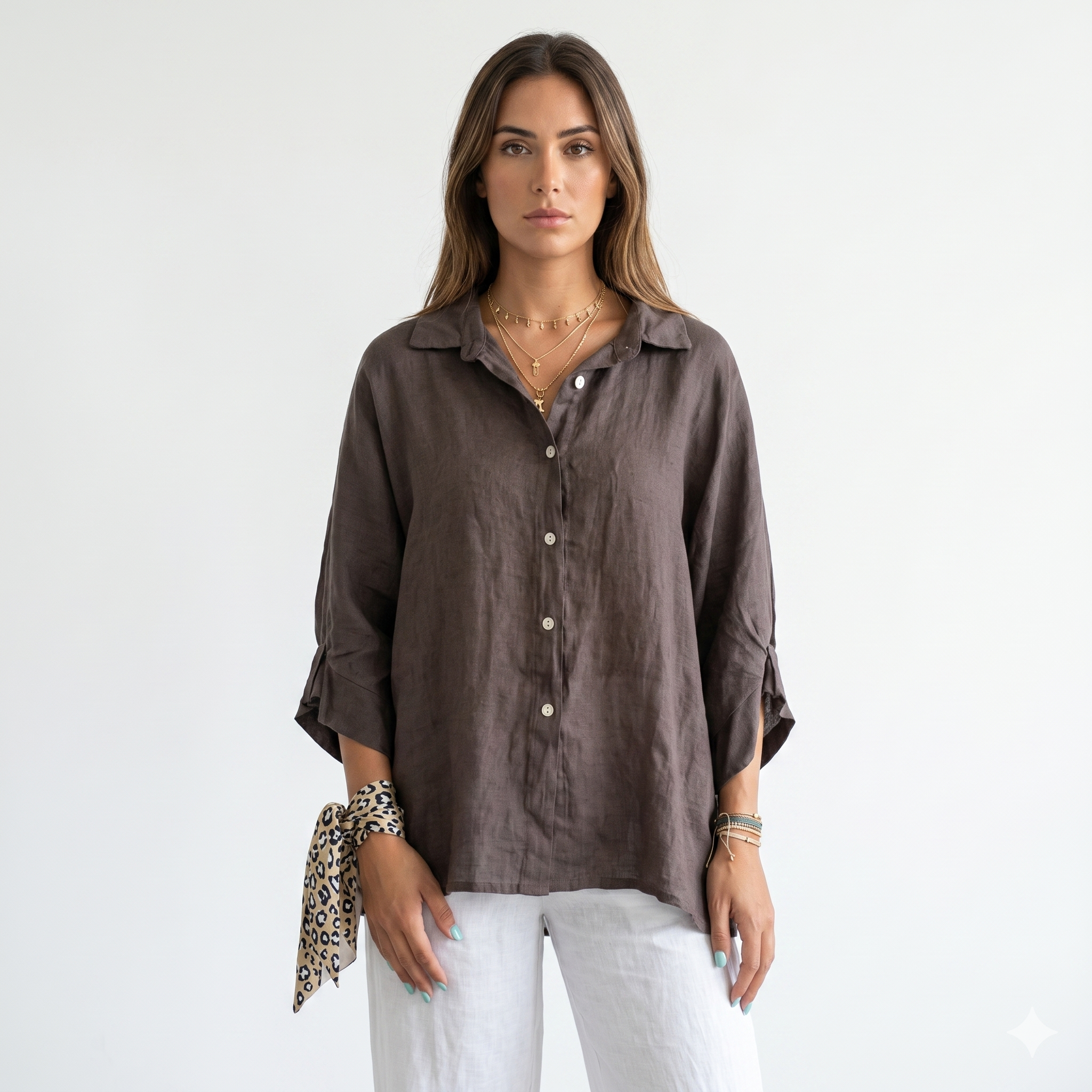 Women’s Relaxed Cotton-Linen Button-Up Shirt