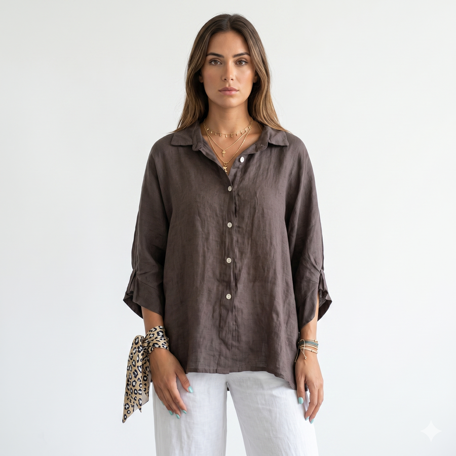 Women’s Relaxed Cotton-Linen Button-Up Shirt