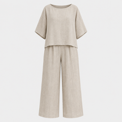 Women’s Relaxed Linen-Blend Wide-Leg Trousers Set