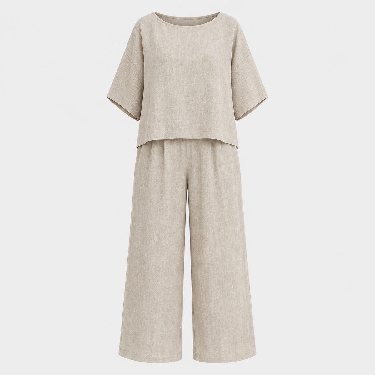 Women’s Relaxed Linen-Blend Wide-Leg Trousers Set