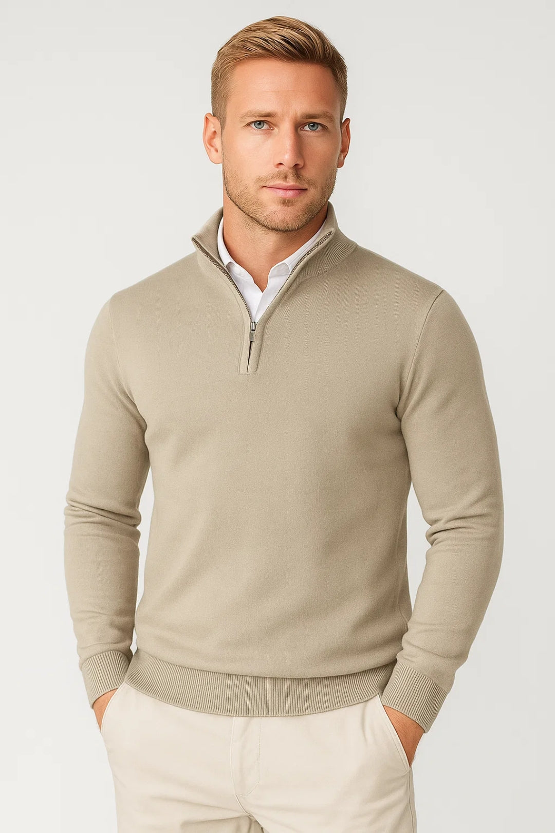 Christopher Half Zip High Neck Sweater