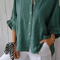 Women’s Relaxed Cotton-Linen Button-Up Shirt