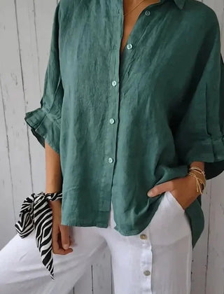 Women’s Relaxed Cotton-Linen Button-Up Shirt