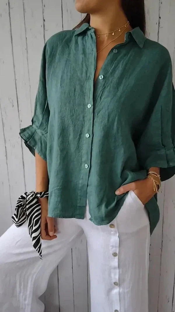 Women’s Relaxed Cotton-Linen Button-Up Shirt