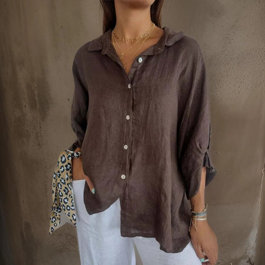Women’s Relaxed Cotton-Linen Button-Up Shirt