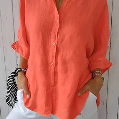 Women’s Relaxed Cotton-Linen Button-Up Shirt