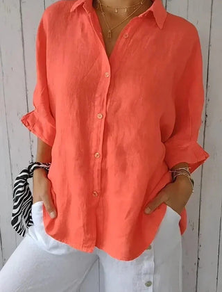 Women’s Relaxed Cotton-Linen Button-Up Shirt