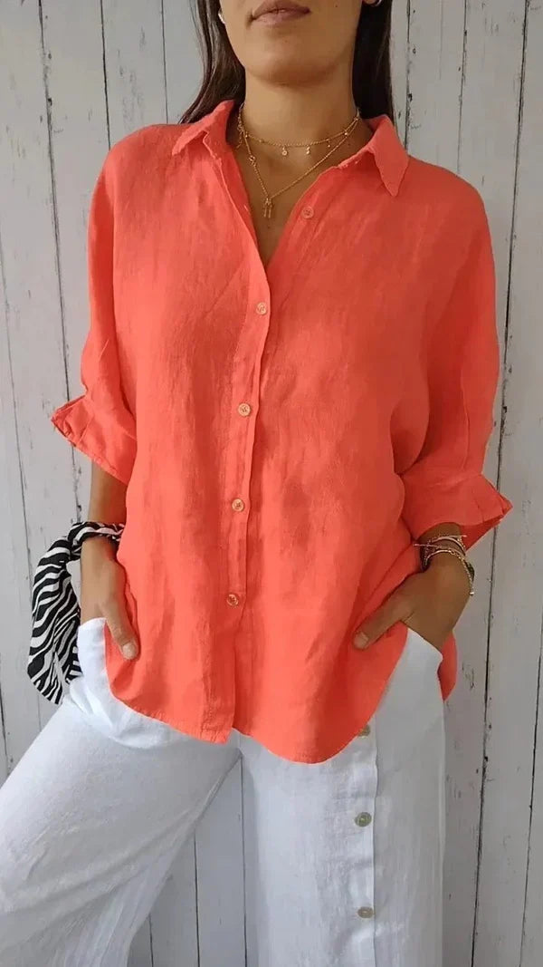 Women’s Relaxed Cotton-Linen Button-Up Shirt