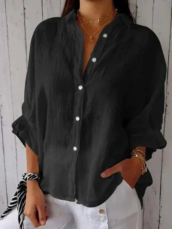 Women’s Relaxed Cotton-Linen Button-Up Shirt
