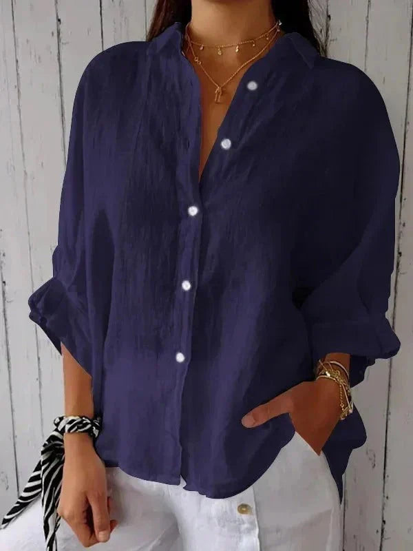 Women’s Relaxed Cotton-Linen Button-Up Shirt