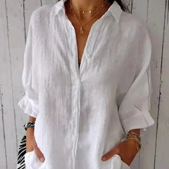 Women’s Relaxed Cotton-Linen Button-Up Shirt
