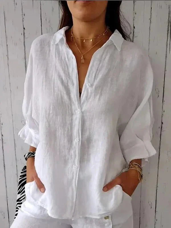Women’s Relaxed Cotton-Linen Button-Up Shirt
