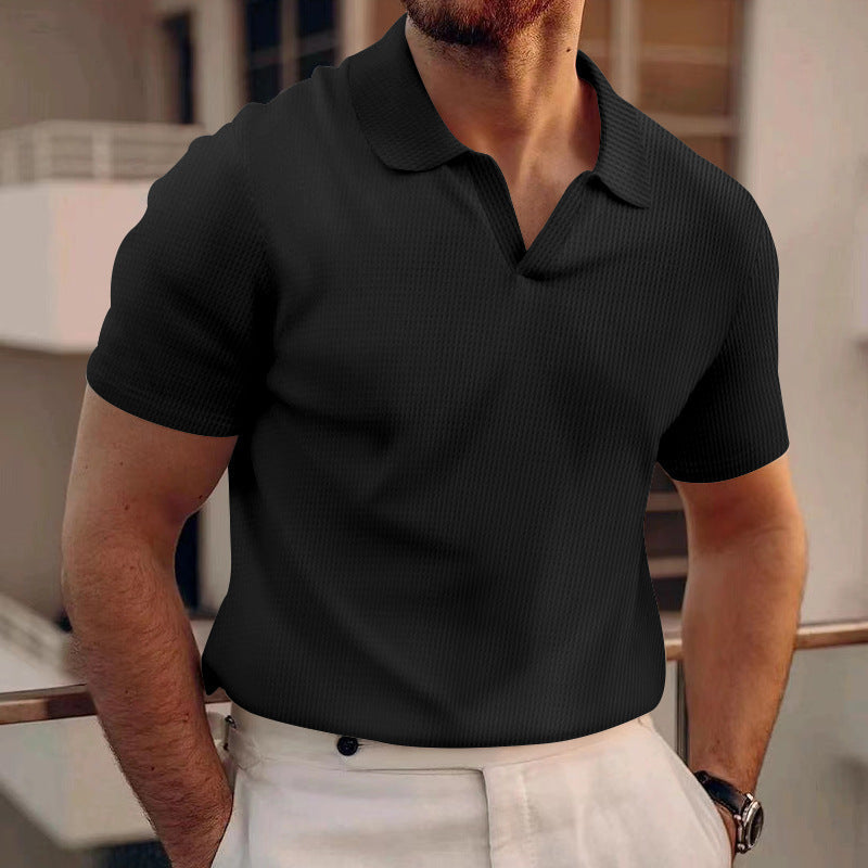 Men’s Ribbed Short-Sleeve Polo