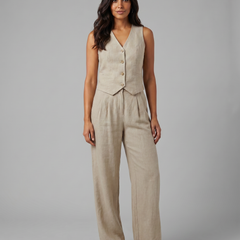 Women’s Linen-Blend Waistcoat & Trouser Set
