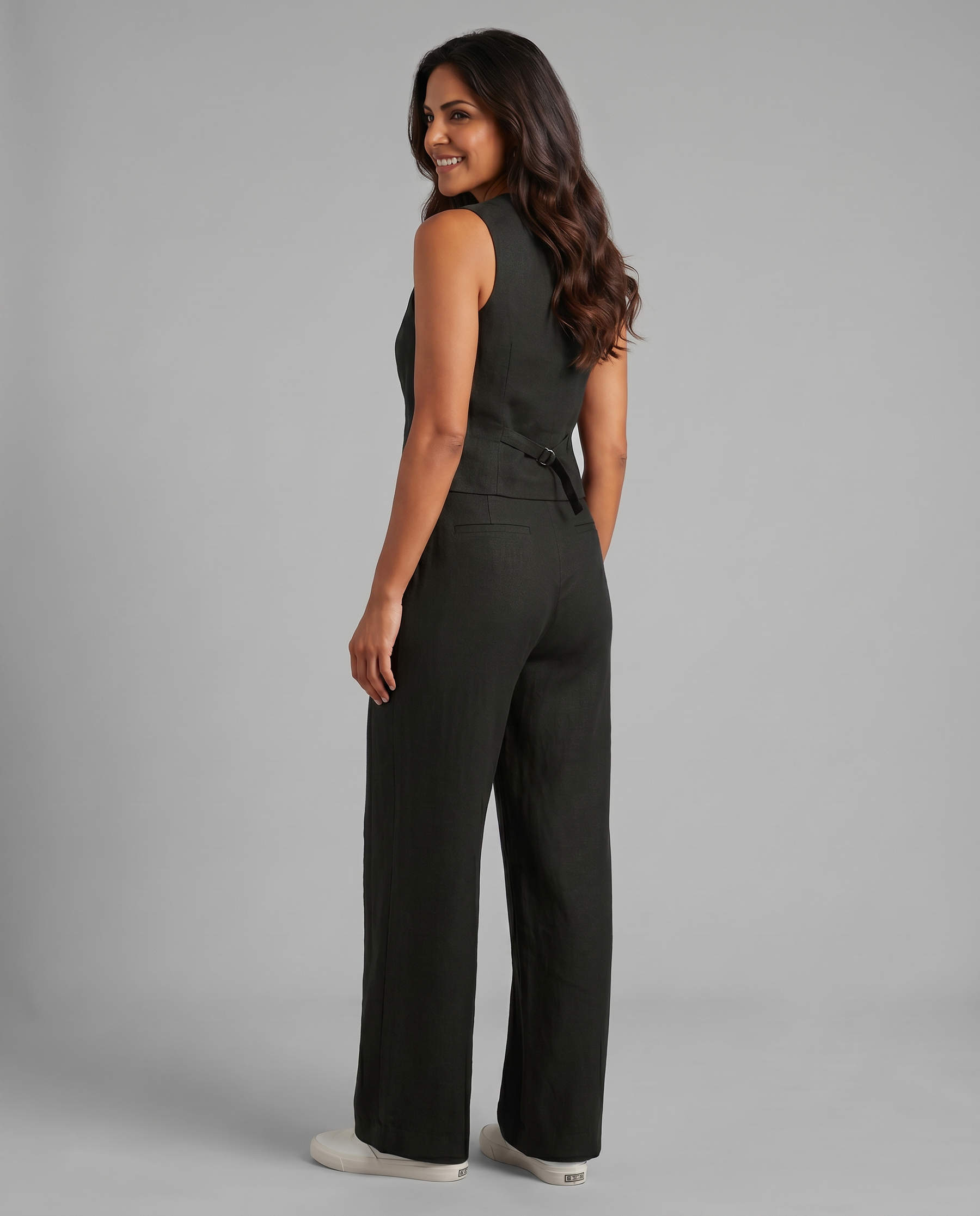 Women’s Linen-Blend Waistcoat & Trouser Set