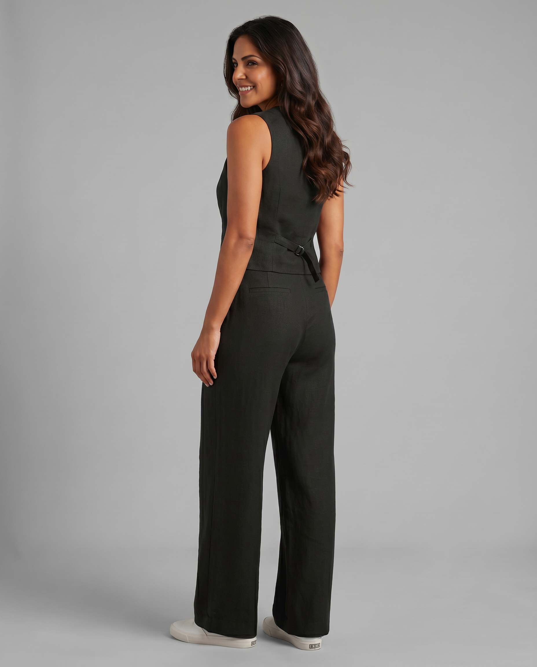 Women’s Linen-Blend Waistcoat & Trouser Set