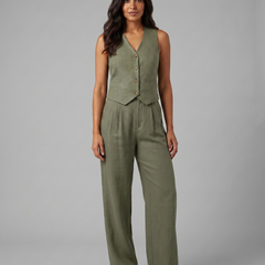 Women’s Linen-Blend Waistcoat & Trouser Set