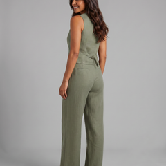 Women’s Linen-Blend Waistcoat & Trouser Set