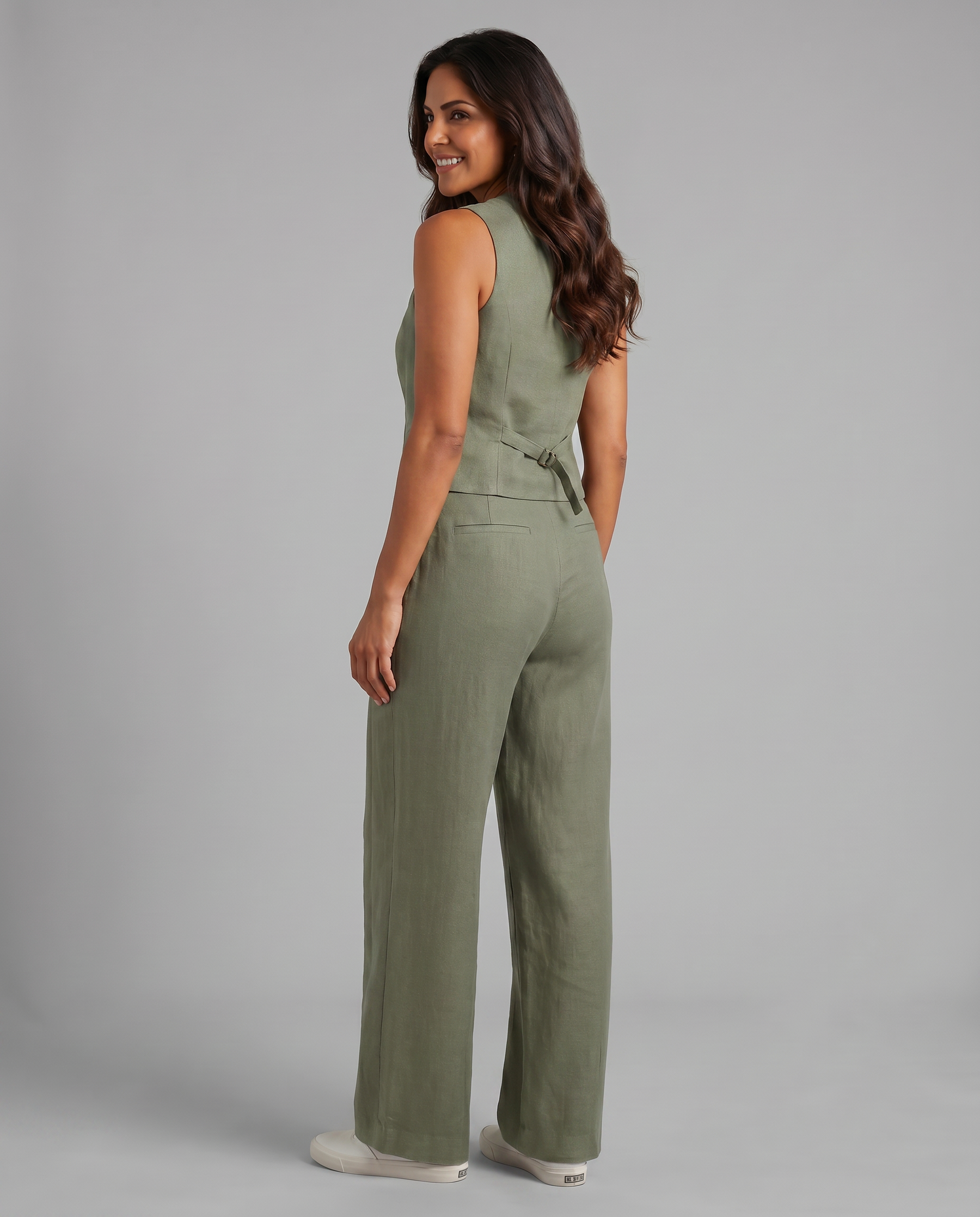 Women’s Linen-Blend Waistcoat & Trouser Set