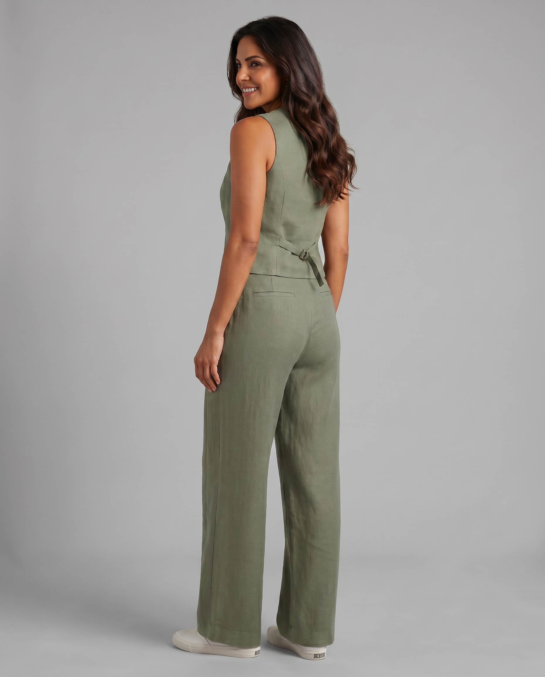 Women’s Linen-Blend Waistcoat & Trouser Set