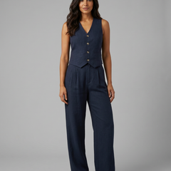 Women’s Linen-Blend Waistcoat & Trouser Set