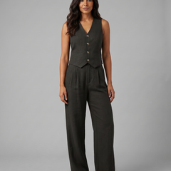 Women’s Linen-Blend Waistcoat & Trouser Set