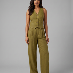 Women’s Linen-Blend Waistcoat & Trouser Set