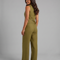 Women’s Linen-Blend Waistcoat & Trouser Set