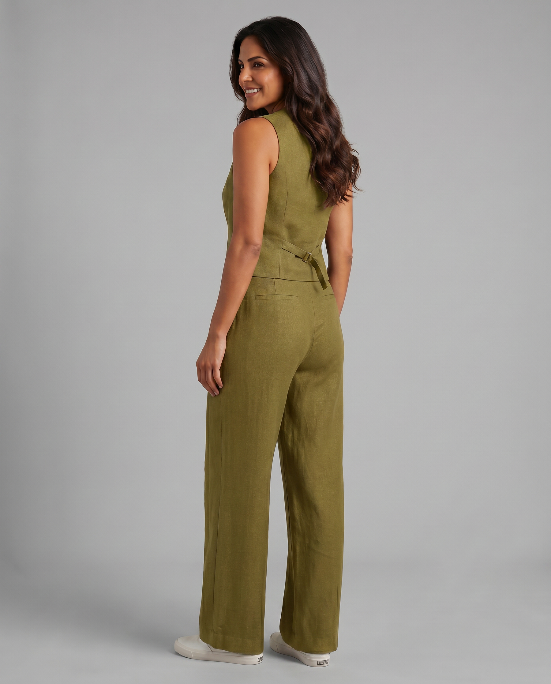 Women’s Linen-Blend Waistcoat & Trouser Set
