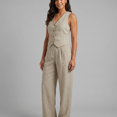 Women’s Linen-Blend Waistcoat & Trouser Set