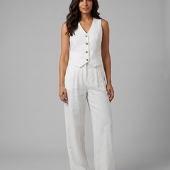 Women’s Linen-Blend Waistcoat & Trouser Set