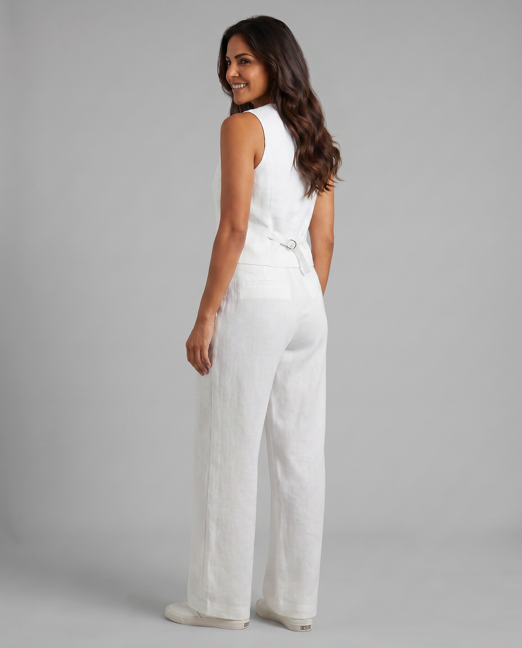 Women’s Linen-Blend Waistcoat & Trouser Set