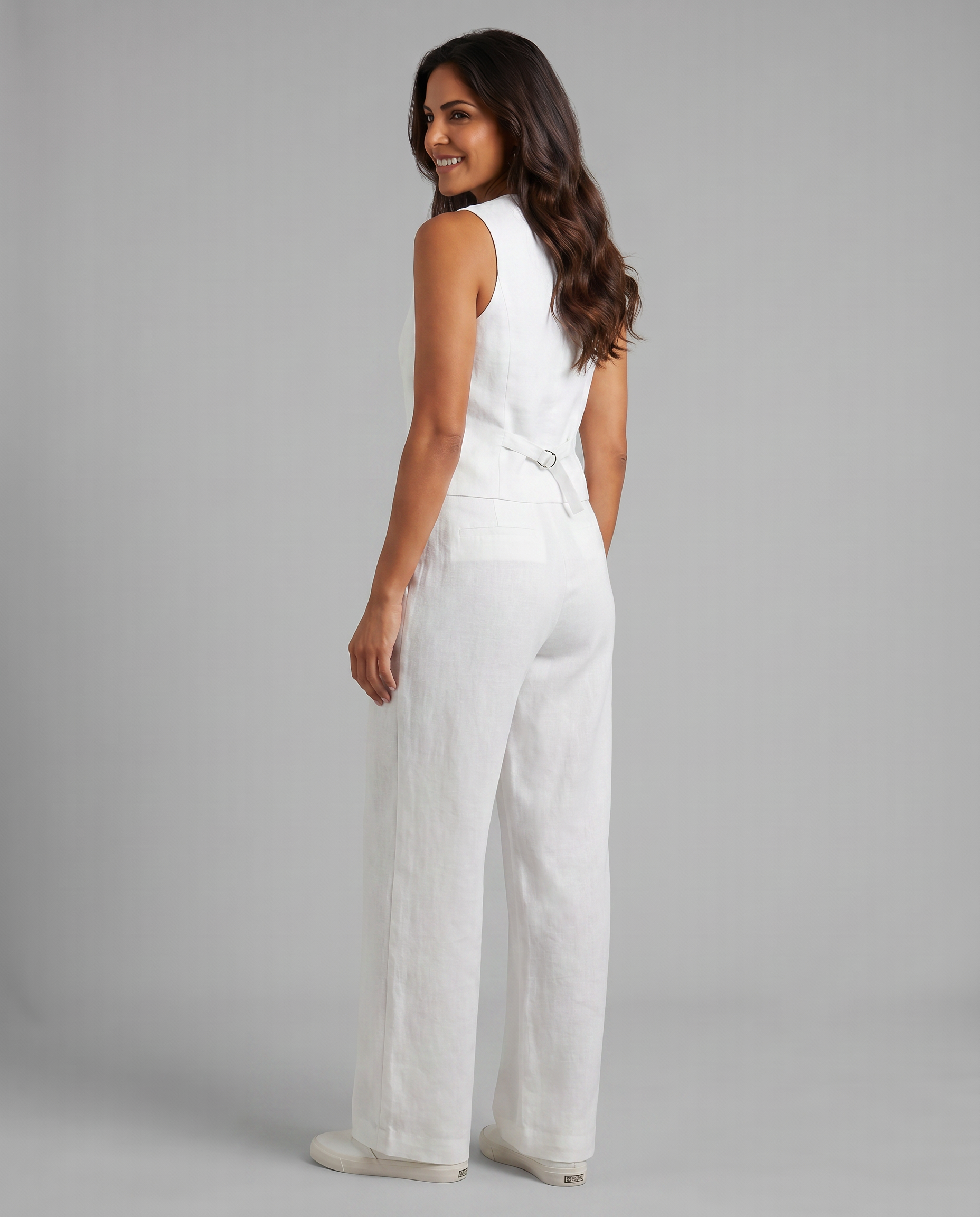 Women’s Linen-Blend Waistcoat & Trouser Set