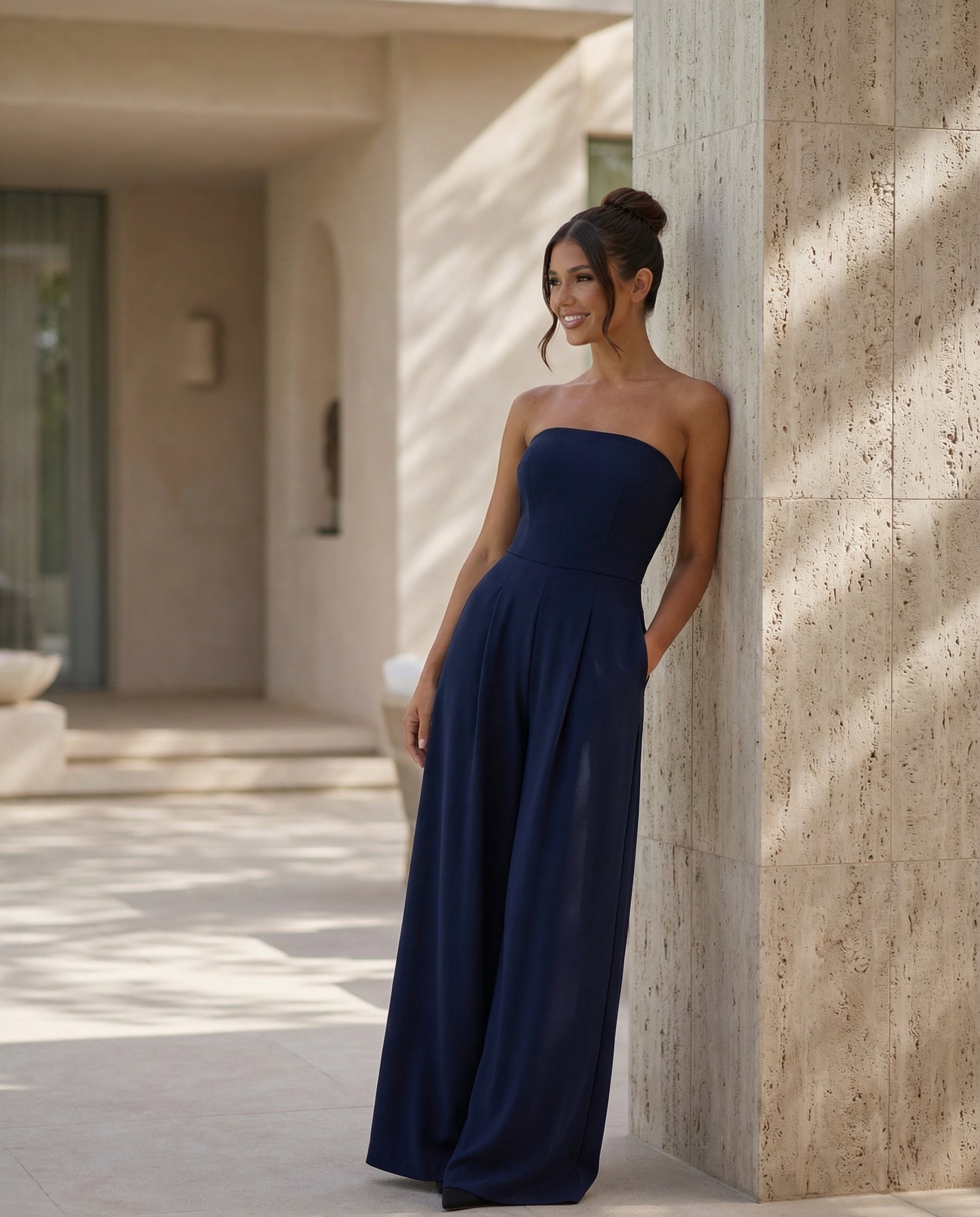 Women’s Strapless Wide-Leg Jumpsuit