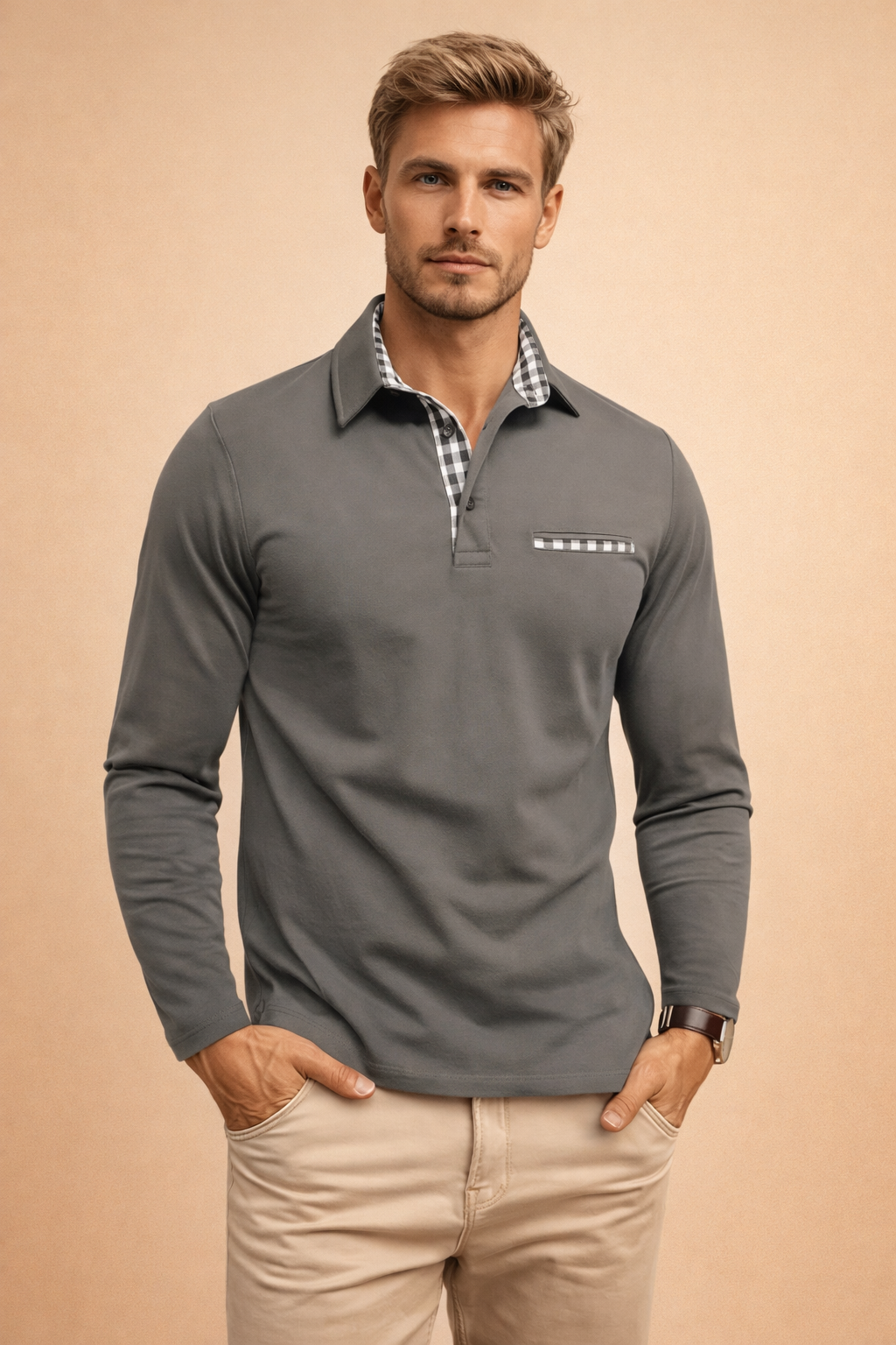 Men’s Long-Sleeve Stretch Polo