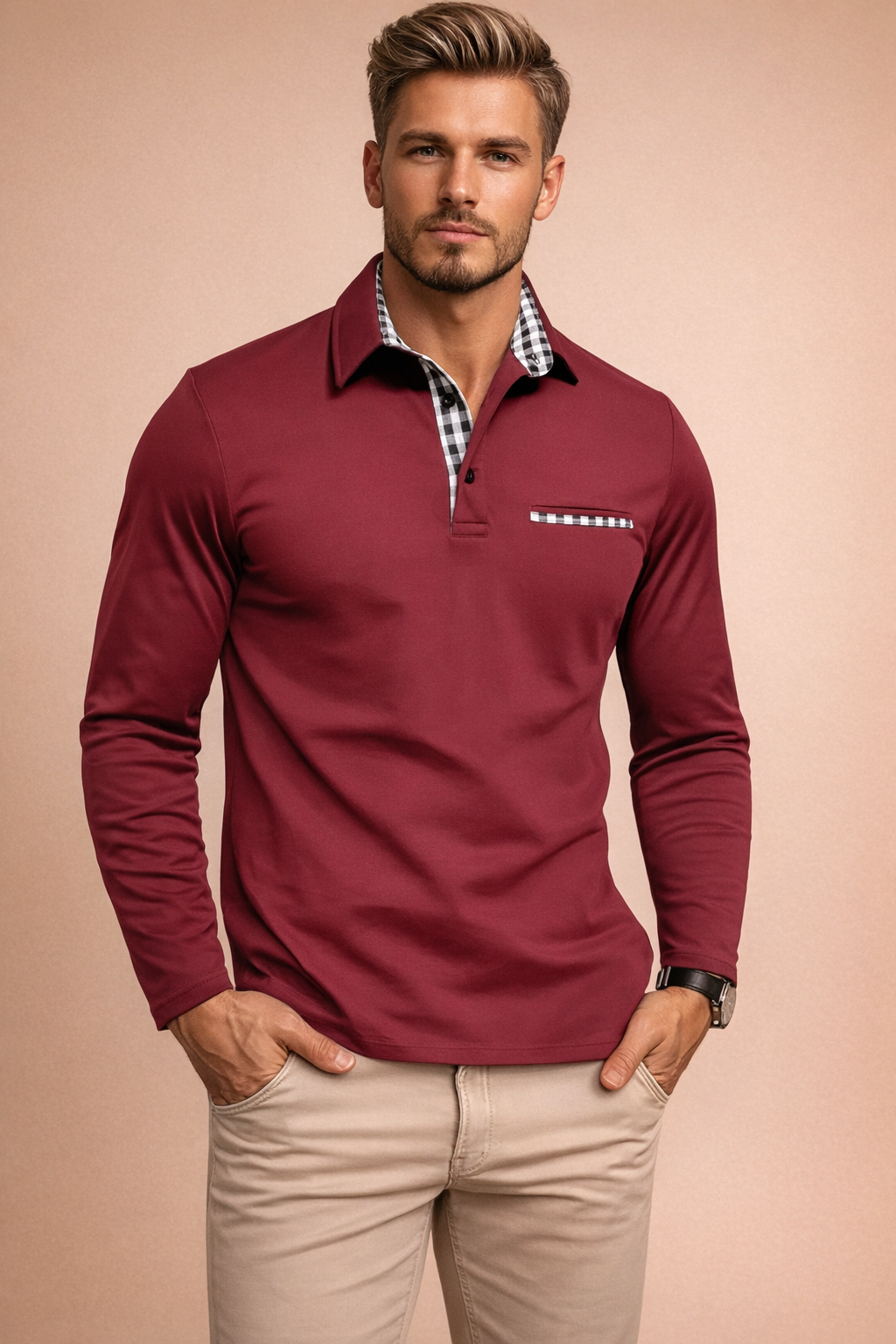 Men’s Long-Sleeve Stretch Polo