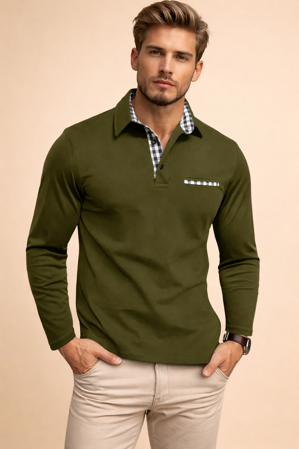 Men’s Long-Sleeve Stretch Polo