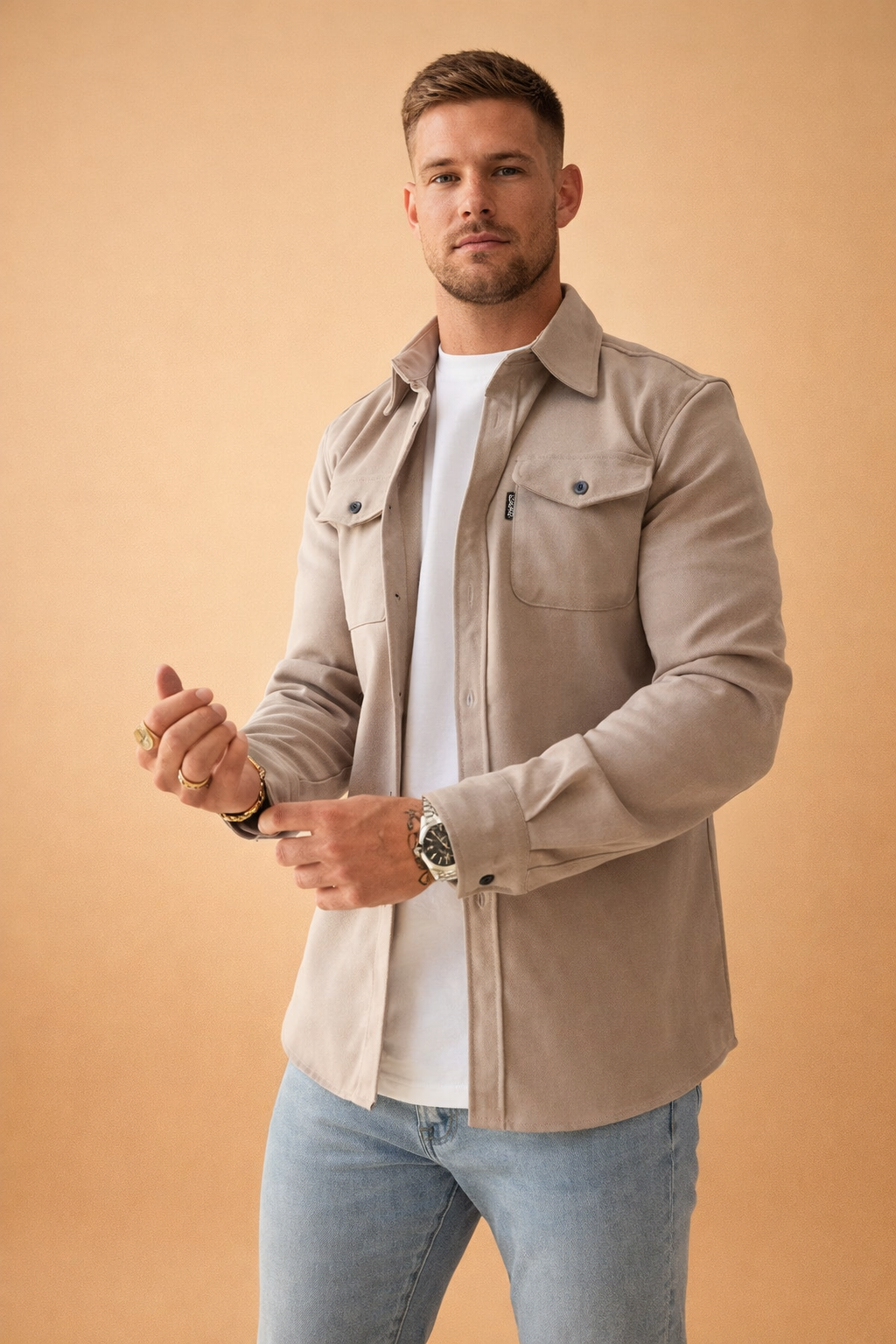 Men’s Cotton-Blend Overshirt Jacket