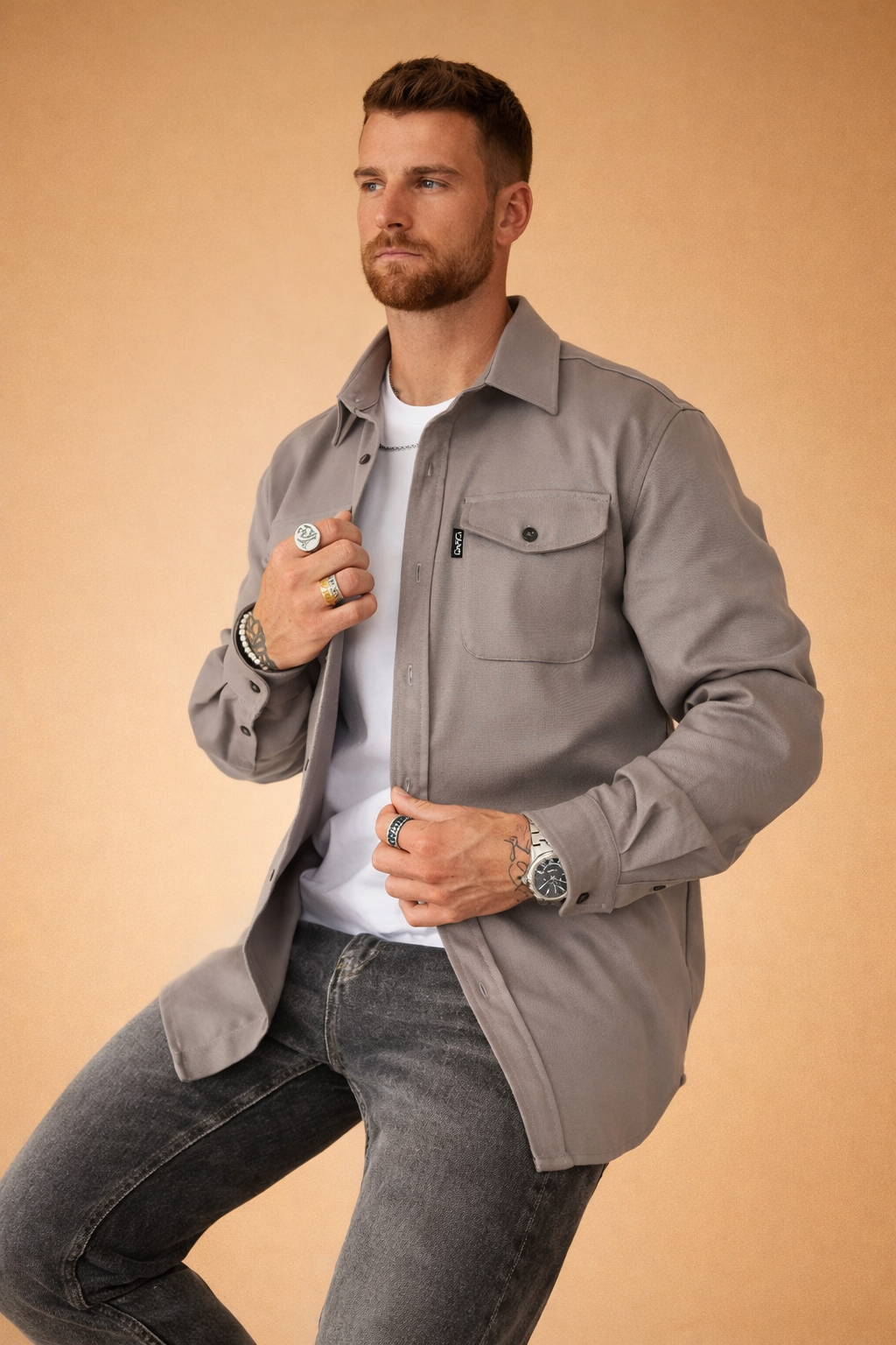 Men’s Cotton-Blend Overshirt Jacket