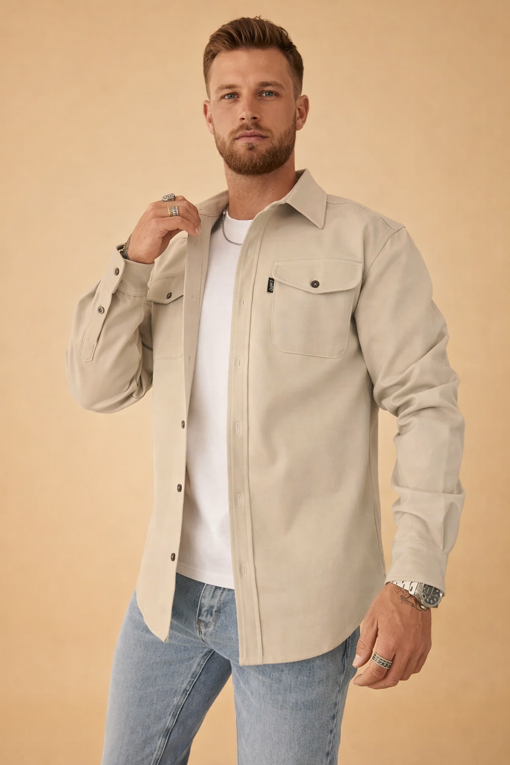 Men’s Cotton-Blend Overshirt Jacket