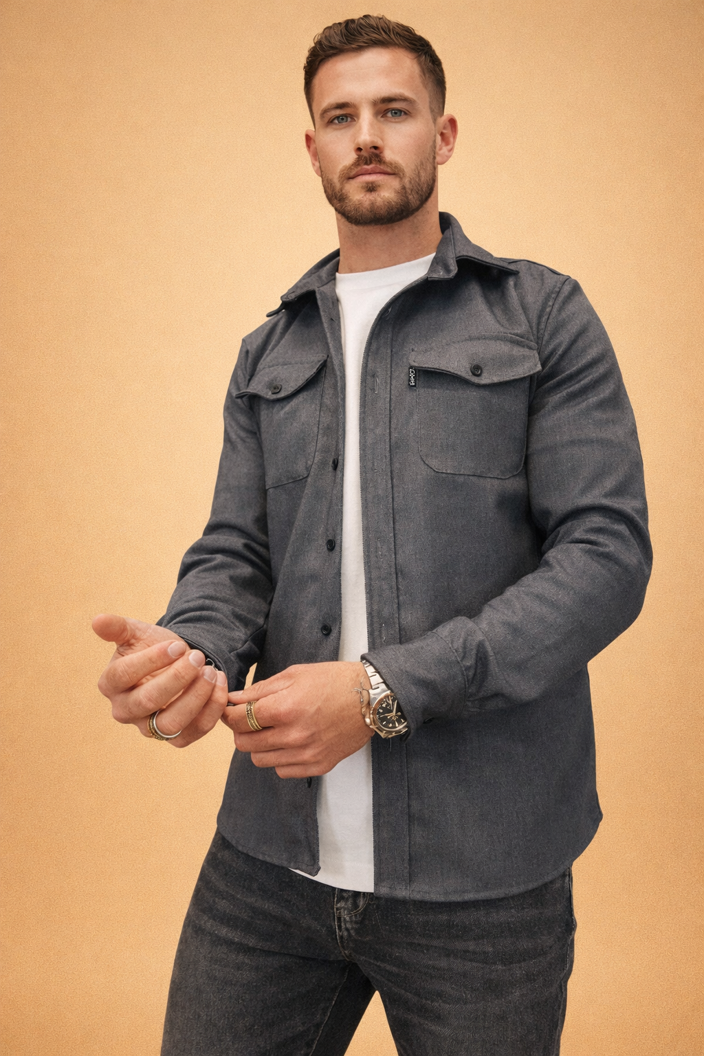 Men’s Cotton-Blend Overshirt Jacket