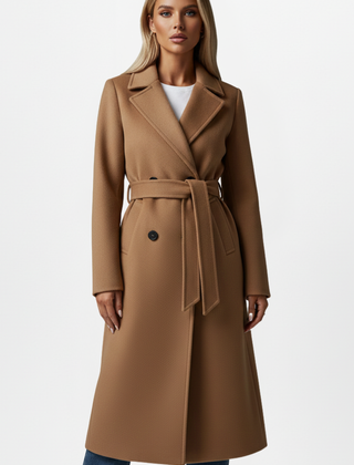 Women’s Double-Breasted Belted Long Coat