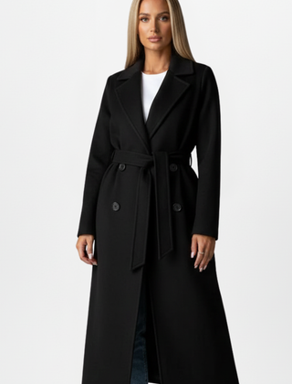 Women’s Double-Breasted Belted Long Coat