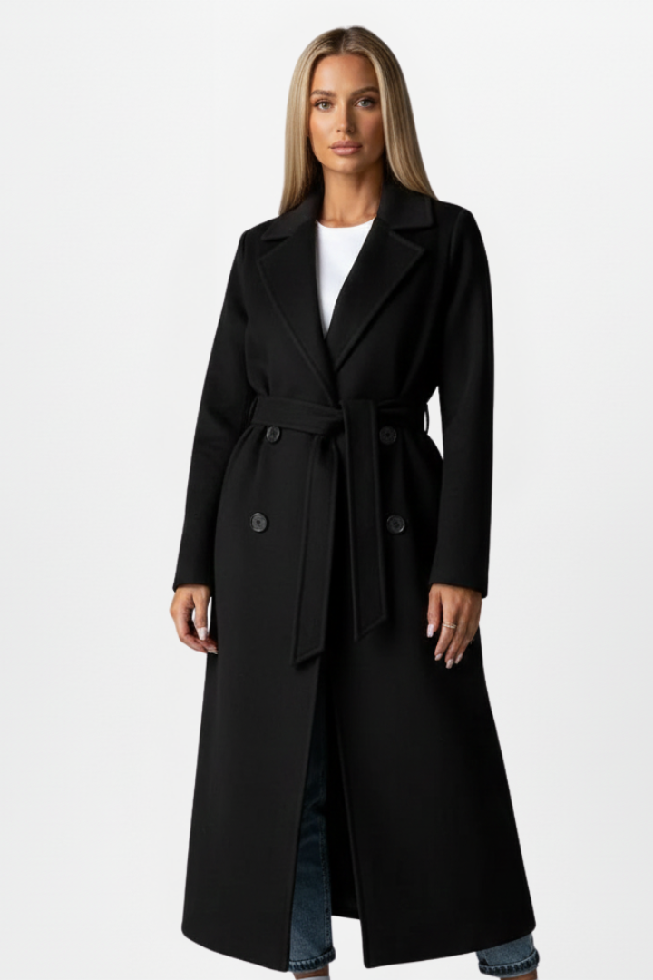 Women’s Double-Breasted Belted Long Coat